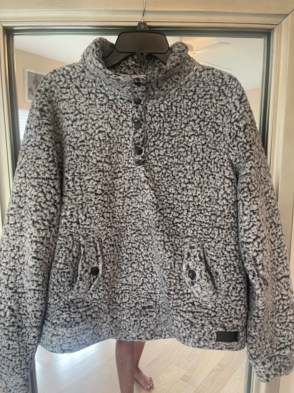 Simply Southern Heather Gray Sherpa Snap Pullover